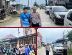 Personel Unit Lalu Lintas Polsek Wonomulyo melakukan pengawalan kegiatan Pekan Olahraga dan Seni (Porseni) yang diselenggarakan oleh SMK YPP Wonomulyo, Kabupaten Polewali Mandar, Sulawesi Barat, Sabtu (13/12/2025).